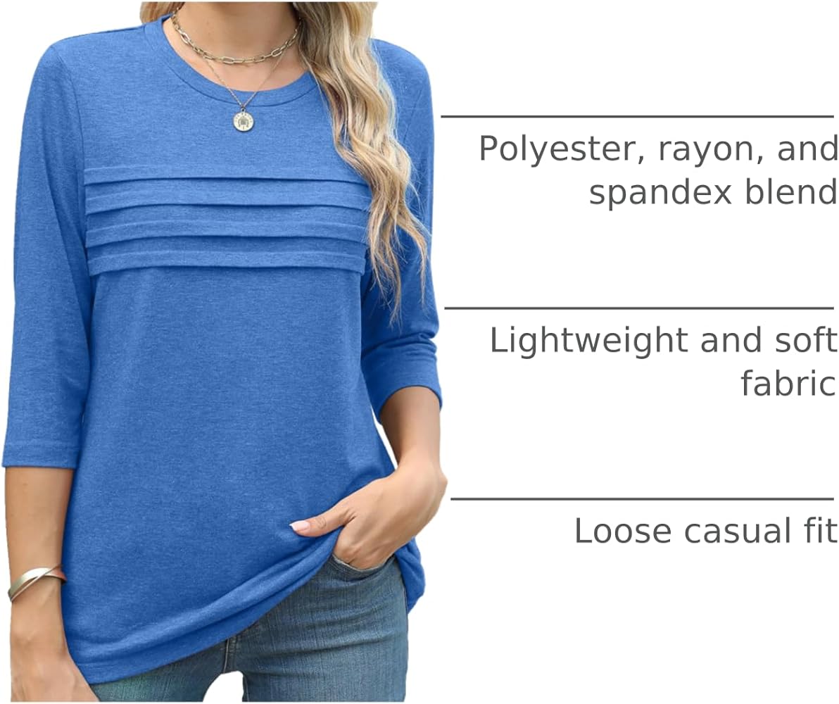 JomeDesign Tshirts Shirts for Women 3/4 Sleeve Round Neck